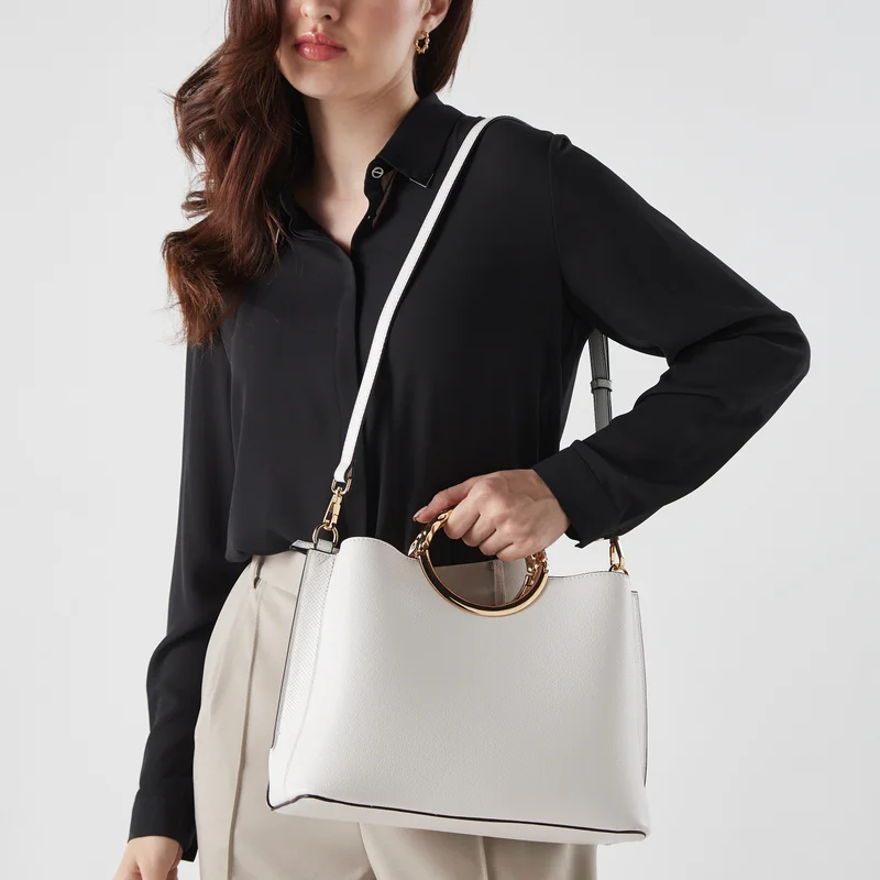 Luella Grey Luella Grey-Petra-Tote bag W/Gold top handle-White-PH1-Q3-SS24
